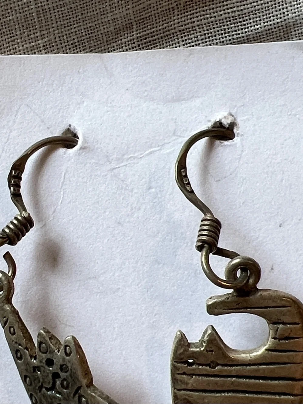 Vintage Sterling Silver 925 REO Cat dangle earrings